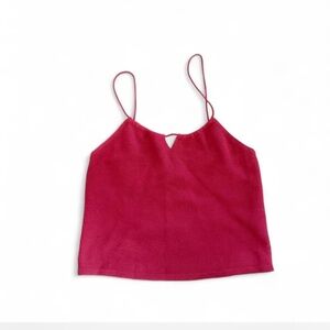 Y2K Raspberry Pink V Notch Spaghetti Strap‎ Crop Tank Sz Medium